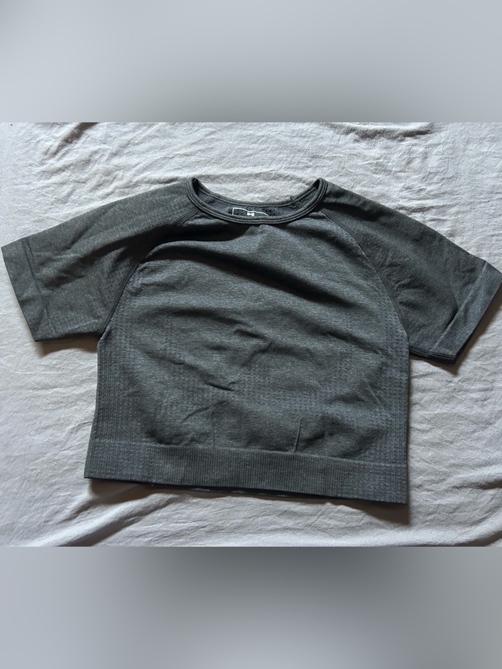 Charcoal Gray Short Sleeve Athletic Cropped Top